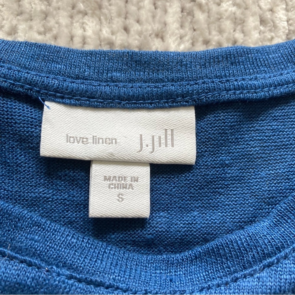 J.Jill Love Linen Twist Front Tank Top Small 100% Linen Blue Coastal Classic - Picture 2 of 6
